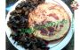 Vegan omelette served with radicchio